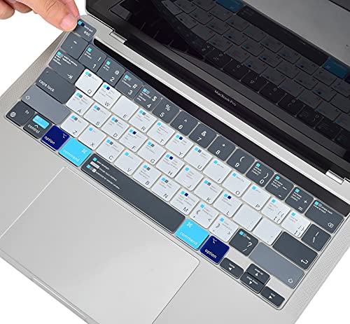 MacBook Pro 13 Shortcuts Keyboard Cover Skin for 2024 MacBook Pro 13 inch M2 A2338 2023 2022 2021 2020 M1 A2338 A2289 A2251 & MacBook Pro 16" A2141 Touch Bar MAC OS Shortcut Keyboard Protector Skin - color: Gray&Blue, size: MacBook Pro 13 inch A2338 A2251