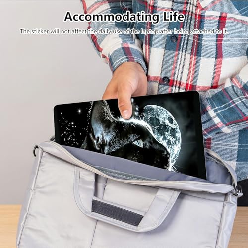 Universal Laptop Skin Sticker with 2 Wrist Pad Skins, Waterproof Scratch Resistant Vinyl Laptop Cover Decal, Cut to Fit for 11–15.6 Inch MacBook HP Dell Lenovo, Black Cat Moon - color: Black Cat Moon