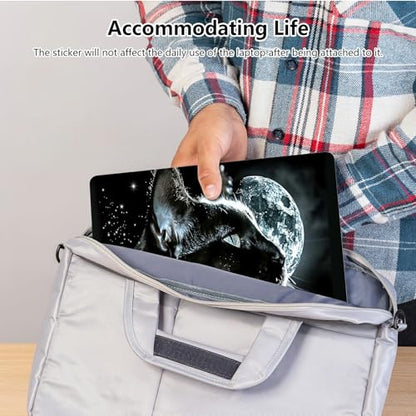 Universal Laptop Skin Sticker with 2 Wrist Pad Skins, Waterproof Scratch Resistant Vinyl Laptop Cover Decal, Cut to Fit for 11–15.6 Inch MacBook HP Dell Lenovo, Black Cat Moon - color: Black Cat Moon
