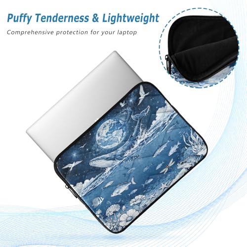 Marine Lifes and Earth Blue Padded Laptop Sleeve Case 13 Inch Soft Quilted Laptop Bag Waterproof Computer Sleeves - color: Marine Lifes and Earth Blue, size: Medium