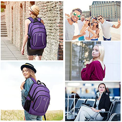 Travel Laptop Backpack,17.3 Inch Large Capacity College School Bookbags,RFID Anti Theft Pocket,Durable Water Resistant Backpacks Computer bagpack for Women Girls Teenagers Casual Daypack,Purple | Large Capacity, RFID Anti Theft Pocket, Water Resistant, Fo