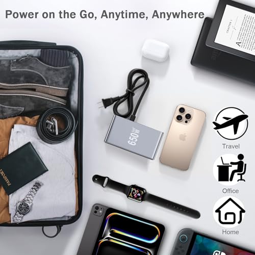 650W USB C Fast Charger Block,Dual PD 3.1 140W USB Charging Station, GaN Ⅲ Multi-Port PD PPS Fast Charging Station for Multiple Devices,Laptop Wall Charger Compatible with MacBook iPad iPhone 17 etc - size: 650W+A 240W Braided Nylon Fast Charging Cable