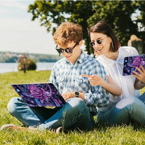 Universal Laptop Skin Sticker with 2 Wrist Pad Skins, Waterproof Scratch Resistant Vinyl Laptop Cover Decal, Cut to Fit for 11–15.6 Inch MacBook HP Dell Lenovo, Dream Purple Rose - color: Dream Purple Rose