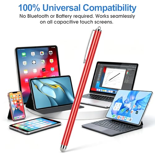 Long Stylus (5 Pack) Capacitive Pen for Touchscreen, Universal Stylus for iPad iPhone Android Tablet & Laptop Touch Screens, High Sensitivity & Smooth nibs Fiber mesh Extra Long Stylus