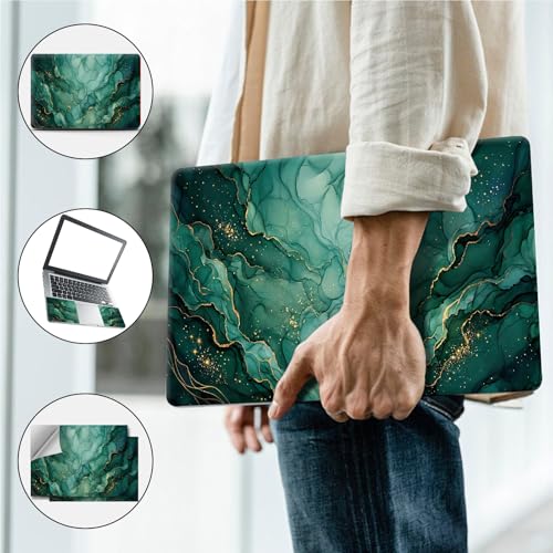 Universal Laptop Skin, DIY Cut-to-Fit Vinyl Cover Compatible with HP, Dell, Lenovo, Mac (13.3" to 15.6"), Anti-Scratch, No Residue & Bubble-Free Protective Decal Sticker, Emerald Gold Marble - color: Emerald Gold Marble