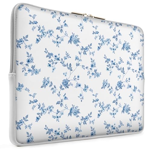 Laptop 13 inch Sleeve Case for MacBook Air 13-13.6 inch, Laptop Bag Cover for MacBook Pro 13" 14 inch, Shockproof Briefcase Travel Carrying Sleeve for 14" Chromebook HP Dell I Blue Floral - color: Engraved Blue Florals