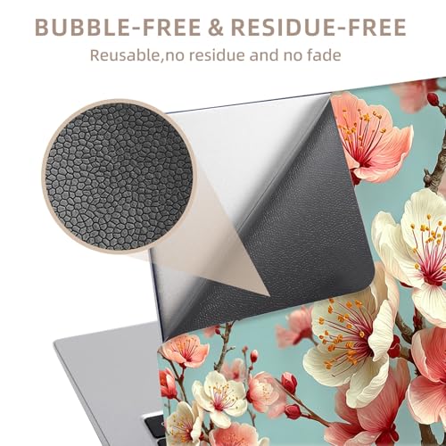 Universal Laptop Skin Sticker for 12/13/14/15.6 Inch Laptops, Reusable Vinyl Laptop Decal Cover, Waterproof Scratch Resistant Notebook Skin with 2 Wrist Pads,Delicate Cherry Blossoms - color: Delicate Cherry Blossoms