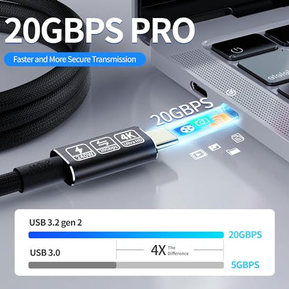 Short USB c Data Cable,usbc to usbc 1.65ft,USB c 3.2 Monitor Cable Support 20Gbps 240W PD Fast Charging Cable, high Speed USB to USB c Cable,Compatible with MacBook,Samsung Galaxy,SSD - size: 1.65 ft