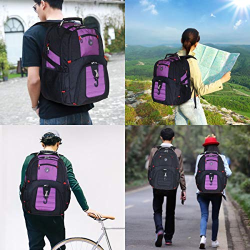 SHRRADOO Large Travel Laptop Backpack for Women, Work College Backpacks | Fit 17 Inch Laptops, with Combination Lock, Carry On Flight Approved, 50L Big Bags, Business Backpack, High Schoolbag - color: Purple