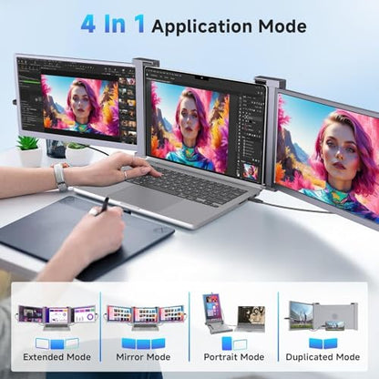 Laptop Screen Extender, 15" Triple Monitor for 15-17.3" Laptops | Portable 1080P IPS FHD display, plug & play via HDMI/USB-A, compatible with Mac/Windows/Chrome/Android,gray - color: Grey