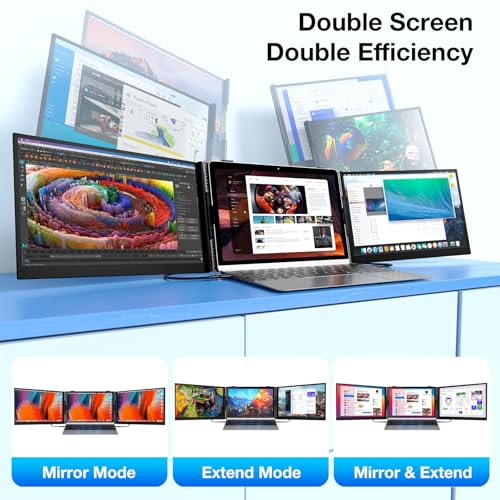 Laptop Screen Extender, Ultra-Thin 15.6" FHD 1200P 16:10 Portable Monitor for Laptop, Lightweight Travel Monitor Extender Plug & Play for 14.2"-17.3" Laptops, Compatible with Wins/Mac/Android/Chrome - size: 15.3"-T