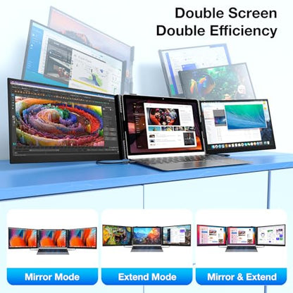 Laptop Screen Extender, Ultra-Thin 15.6" FHD 1200P 16:10 Portable Monitor for Laptop, Lightweight Travel Monitor Extender Plug & Play for 14.2"-17.3" Laptops, Compatible with Wins/Mac/Android/Chrome - size: 15.3"-T