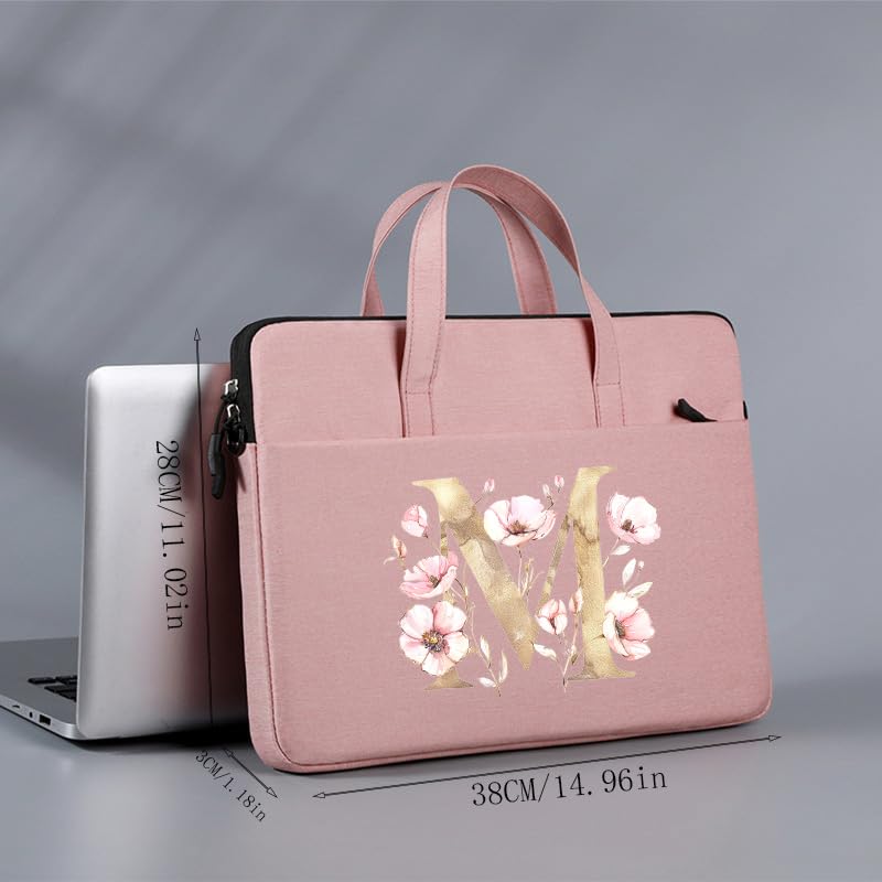 Computer Bag For Men & Women, With Initial Laptop Bag,14/15inches Messenger bag For Office、Business、Travel、School - color: Pk-m