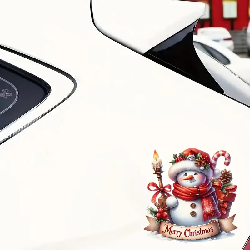 Merry Christmas Snowman Umbrella Hook PVC Vinyl Car Decals Stickers Waterproof Self-Adhesive Decals for Cars, Laptops, Trucks, Motorcycles Wall Window Luggage Scratch Cover Door Decor Sticker