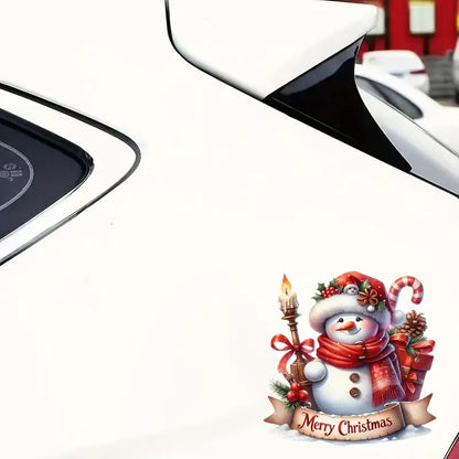 Merry Christmas Snowman Umbrella Hook PVC Vinyl Car Decals Stickers Waterproof Self-Adhesive Decals for Cars, Laptops, Trucks, Motorcycles Wall Window Luggage Scratch Cover Door Decor Sticker