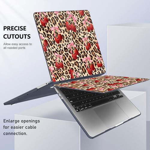 May Chen Case for MacBook Pro 13 inch M2 2023,2022,2021,2020 A2338 M1 A2251 A2289, Plastic Hard Shell Case for MacBook Pro 13" with Touch Bar Fits Touch ID, Cherry & Cheetah - color: Cherry and cheetah
