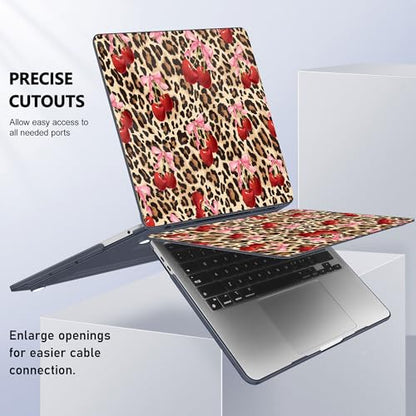 May Chen Case for MacBook Pro 13 inch M2 2023,2022,2021,2020 A2338 M1 A2251 A2289, Plastic Hard Shell Case for MacBook Pro 13" with Touch Bar Fits Touch ID, Cherry & Cheetah - color: Cherry and cheetah