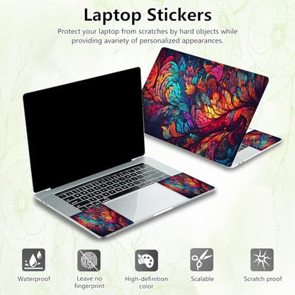 Laptop Skin Sticker Decal, Universal Reusable Vinyl Laptop Cover for 12" 13" 13.3" 14" 15" 15.4" 15.6" Notebook PC, Waterproof Scratch-Resistant with 2 Wrist Pads, Easy to Apply & Remove,Art Leaf - color: Art Leaf