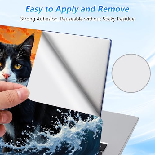 Universal Laptop Skin Sticker Decal with 2 Wrist Pad Skins, Waterproof Scratch Vinyl Cover for 11–15.6 Inch MacBook, HP, Dell, Lenovo, Cutable & Reusable,Great Wave Cat - color: Great Wave Cat