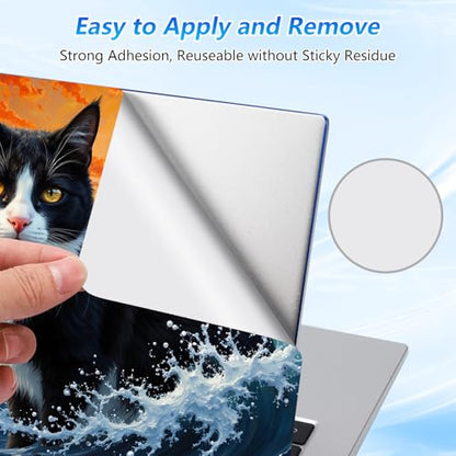 Universal Laptop Skin Sticker Decal with 2 Wrist Pad Skins, Waterproof Scratch Vinyl Cover for 11–15.6 Inch MacBook, HP, Dell, Lenovo, Cutable & Reusable,Great Wave Cat - color: Great Wave Cat