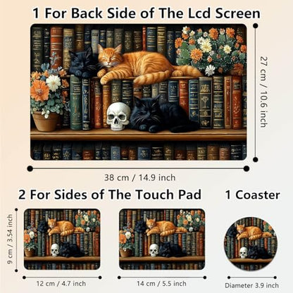 Laptop Skin Sticker Decal 15.6 Inch,12 13 13.3 14 15 15.6 in Laptop Netbook Skins for Notebook,Art Decal Removable Waterproof Scratch Resistant,Universal Vinyl Cover,Cat Bookshelf - color: Cat Bookshelf
