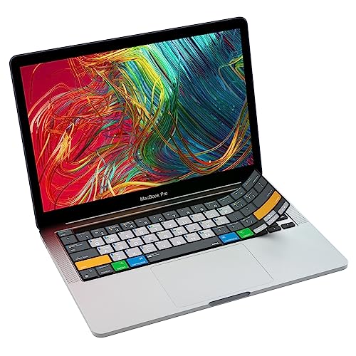 JCPal MacOS Shortcuts Guide Keyboard Cover for MacBook Pro 13/16 inch | 60+ Color-Coded Mac Hotkeys, Ultra-thin, Washable, US Layout; Fits 2020/2022 MacBook Pro 13 inch and 2019 MacBook Pro 16 inch - size: MacBook Pro 13” (20/22), MacBook Pro 16” (2019)