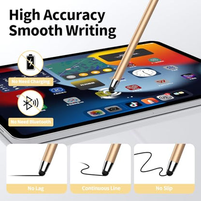 Stylus(10 PCS),Stylus Pen for Touchscreen,High Sensitivity & Precision | Universal Stylus,2-in-1 Rubber Tip,Touch Screens of iPhone/iPad/Android Tablets（Gold & Black） - color: 5PCS Gold & 5PCS Black
