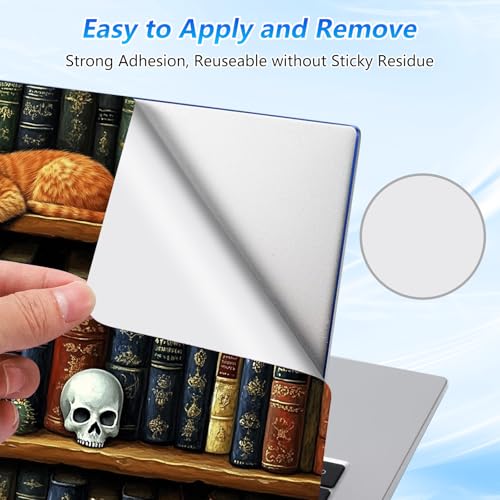 Universal Laptop Skin Sticker Decal with 2 Wrist Pad Skins, Waterproof Scratch Vinyl Cover for 11–15.6 Inch MacBook, HP, Dell, Lenovo, Cutable & Reusable,Gothic Skull Cat Bookshelf - color: Gothic Skull Cat Bookshelf