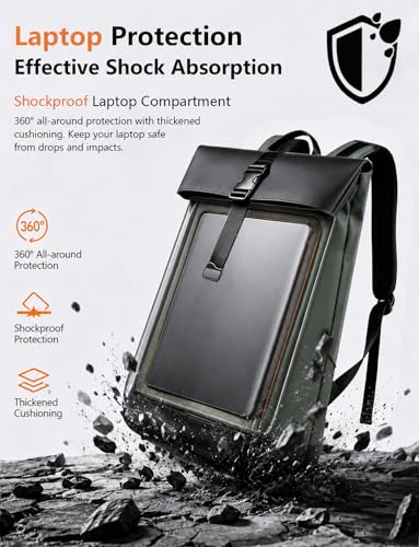 Lightweight Laptop Backpack 17Inch for Women & Men Professional Business Computer Bag with Back Cushioning Carry on Waterproof Travel Computer Backpack Resistant Travel Work Citywalk Green - color: Green