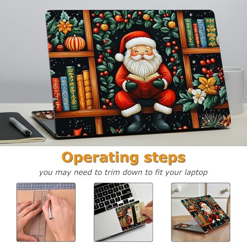 Universal Laptop Skin Sticker with 2 Wrist Pad Decals, 3-Piece Removable Vinyl Laptop Cover, Santa Claus Waterproof Anti-Scratch, Easy-Trim Fit for 13.3" 14" 15.6" Laptops - color: Santa Claus