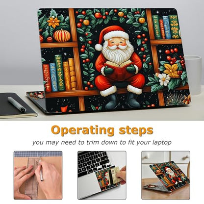 Universal Laptop Skin Sticker with 2 Wrist Pad Decals, 3-Piece Removable Vinyl Laptop Cover, Santa Claus Waterproof Anti-Scratch, Easy-Trim Fit for 13.3" 14" 15.6" Laptops - color: Santa Claus