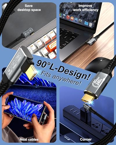 16K USB 4 Cable for Thunderbolt 5 Cable 6.6FT, up to 120Gbps and 240W, Premium Braided USB C to USB C Cable 80Gbps, Compatible with Thunderbolt 4/3, USB4, MacBook M5 Pro, iPhone 17/16/15
