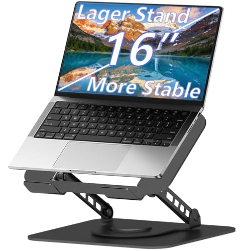 Adjustable Laptop Stand, 360 Rotating Computer Riser, Stable Base Stand Holder for MacBook Pro/Air Notebook up to 16 Inches, Black - color: Black
