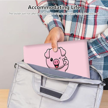 Universal Laptop Skin Sticker with 2 Wrist Pad Skins, Waterproof Scratch Resistant Vinyl Laptop Cover Decal, Cut to Fit for 11–15.6 Inch MacBook HP Dell Lenovo, Pink Pig - color: Pink Pig