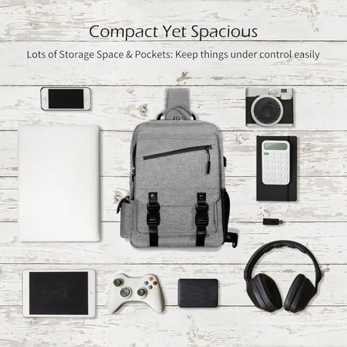 Crossbody Messenger Bag for Men: 13L Multi-pocket Satchel Sling Bags - color: Grey
