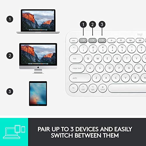 Logitech K380 Multi-Device Wireless Bluetooth Keyboard for Mac - Off White (Renewed)