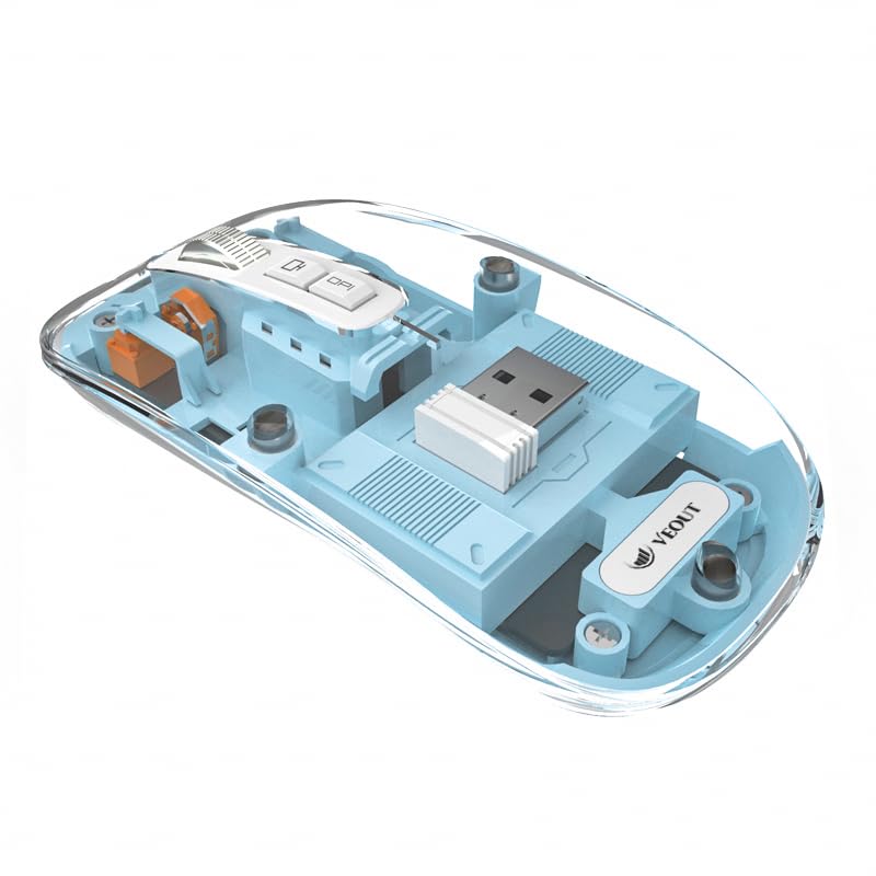 Veout Wireless Bluetooth Mouse, Portable Silent Click Rechargeable Mouse with USB Receiver, 3-Level DPI, Compatible with Laptop, PC, Mac, Tablet, Phone - color: Mouse-Bule
