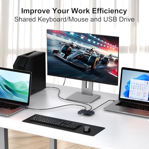 THXCDBID USB 3.2 Switch 3 Computers Sharing 3*USB A & 1*USB C Port 10Gbps USB Switch Selector Sharing Keyboard Mouse Printer Scanner with 3 USB A Input Cable and IR Remote Control