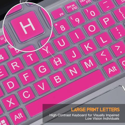 Large Print Keyboard Cover Skin for Dell Latitude 7420 7430 7440 7450 14", Latitude 14" 3440 3450 5420 5430 5431 5440 5450 9420 9430, Latitude 9510 9520 7520 15.6 & 7650 7640 16" Laptop, Hot Pink - color: Hot Pink