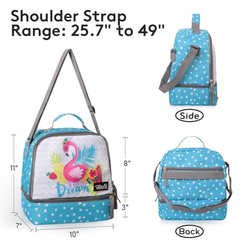 Tilami Rolling Backpack for Kids 19 inch with Lunch Bag Wheeled Laptop Backpack,Blue - color: Blue