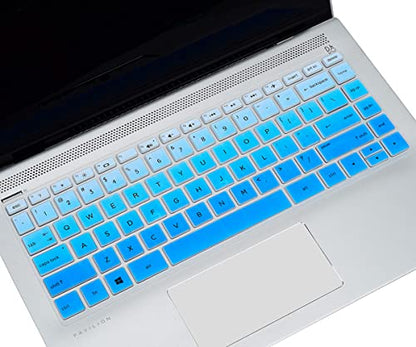 Keyboard Cover for HP Pavilion x360 14 & HP Laptop 14-dq 14-fq 14-cd/ce/cf 14-dk 14m-dh 14-dq0052dx 14-dq5043cl 14-fq1023cl 14-fq1074nr 14-dk0002dx 14-dh2011nr 14t-dq300 14m-cd0003dx 14-cf2112wm Skin - color: Ombre Blue