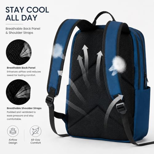 Laptop Backpack for Women & Men, 15.6" Laptop and Tablet Bag with Tumbler Holder – Lightweight, Durable Travel & Work Backpacks, Blue - color: Backpack 02 Blue