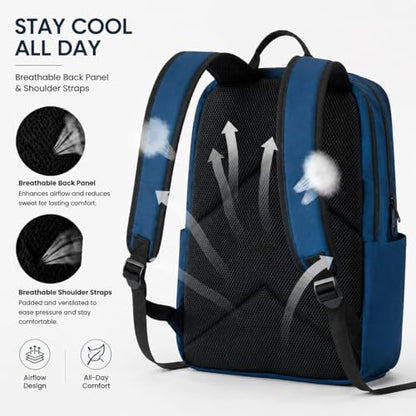Laptop Backpack for Women & Men, 15.6" Laptop and Tablet Bag with Tumbler Holder – Lightweight, Durable Travel & Work Backpacks, Blue - color: Backpack 02 Blue