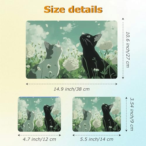 Universal Laptop Skin Sticker with 2 Wrist Pad Decals, 3-Piece Removable Vinyl Laptop Cover, Cat Looking up at Sky Waterproof Anti-Scratch, Easy-Trim Fit for 13.3" 14" 15.6" Laptops - color: Cat Looking up at Sky