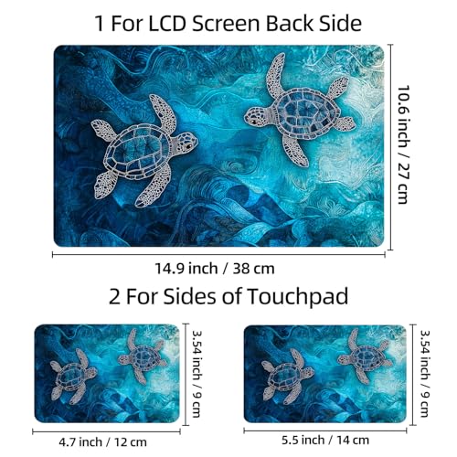 Universal Laptop Skin Sticker Decal, 12"-15.6" Aesthetic Vinyl Wrap, Blue Sea Turtles Waterproof Notebook Cover Art Protector for MacBook HP Dell Lenovo, Fits 13" 14" 15" 15.6" - color: Blue Sea Turtles