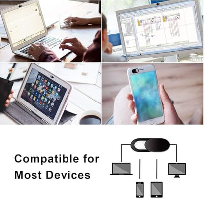 Privacy Lens Cover Set for Laptops Tablets Smartphones Sliding Screen Privacy Protector Pack for Office Home Use (Black 8 Pack) - color: Black-8 PCS