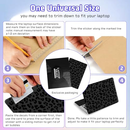Universal Laptop Skin Sticker Decal, Compatible with MacBook HP Dell Lenovo 12"-15.6", Reusable Vinyl Notebook Cover 3PCS Set, High-Recognition Film-Black Leopard Panther Cheetah Print - color: Black Leopard Panther Cheetah Print