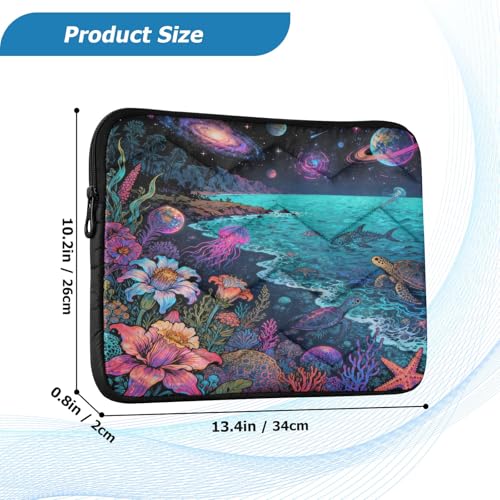Marine and Space Padded Laptop Sleeve Case 13 Inch Soft Quilted Laptop Bag Waterproof Computer Sleeves - color: marine and space, size: Medium