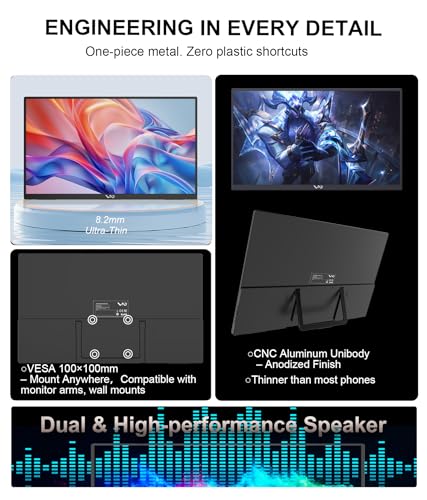 LB M24 23.8 Inch Portable Monitor 100Hz 1080P FHD IPS Computer Display with USB-C, HDMI, VESA Mountable, Built-in Stand Desktop Screen with Speaker for PC Laptop Mac PC - size: M24 (23.8")
