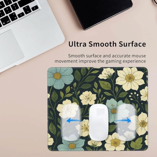 Wildflowers Flowers Leaves Watercolor Gaming Computer Keyboard Cute Mouse Pad with Anti-fray Stitching, Premium-Textured Alfombrilla para Mouse with Non-Slip Rubber Base, 10 x 12 inch - color: Wildflowers Flowers Leaves Watercolor